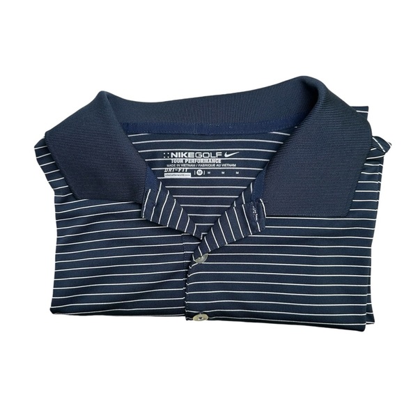 Nike Men’s MEDIUM Golf Tour Performance Dri-FIT Blue White Striped Polo - Picture 6 of 9